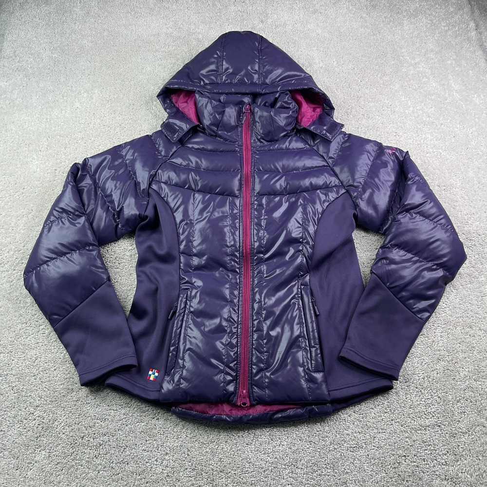 Horze Jacket Womens 10 Purple Puffer Equestrian Horse Riding Hybrid Hooded Coat